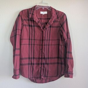 Thread And Supply Size Medium Red Plaid Button-Up Shirt